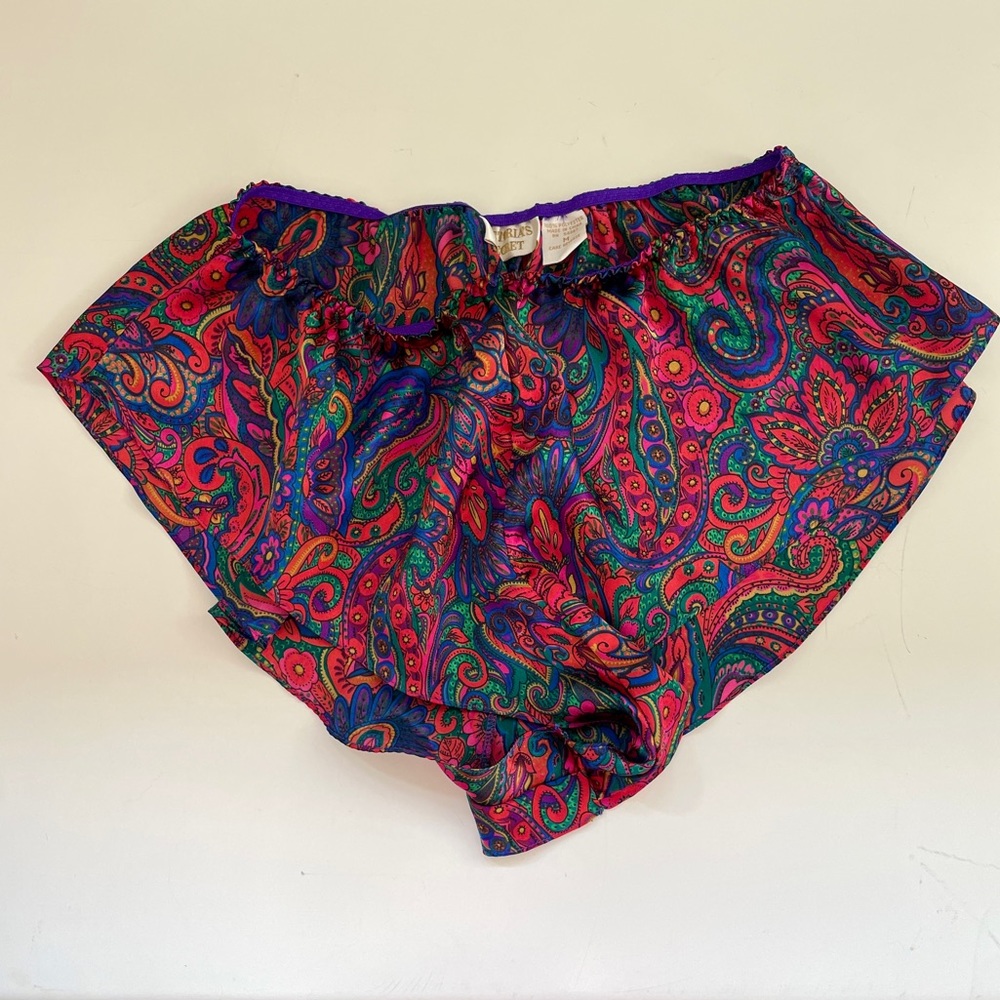 Victoria’s Secret gold tag paisley silky sleep shorts